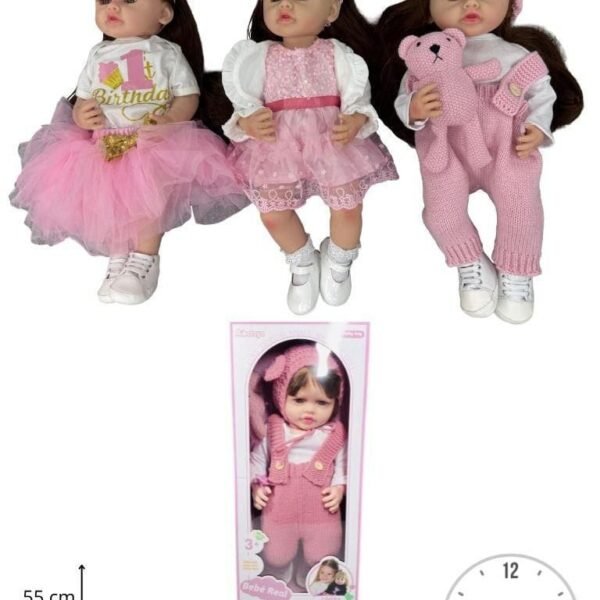 Muñeca bebé realista interactiva de 55 cm con accesorios