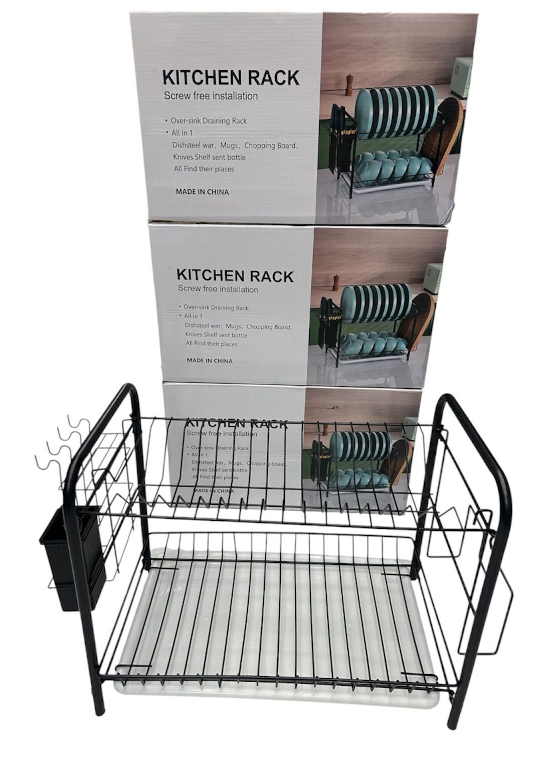 Escurridor de platos de hierro 35 cm, 2 niveles
