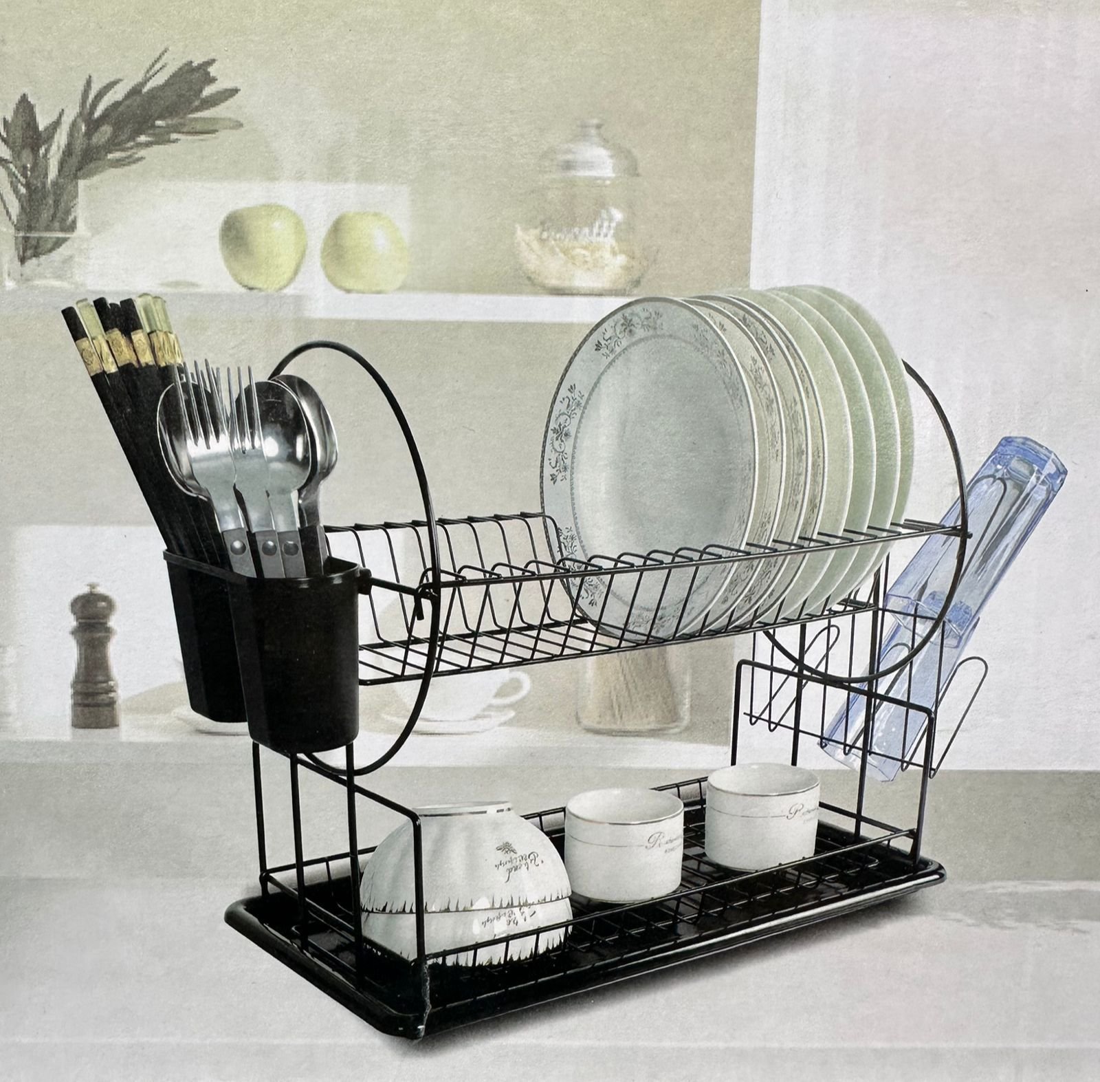 Escurridor de platos de hierro 38 cm, 2 niveles