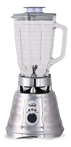 Licuadora Kalley cromada 3 velocidades vaso de vidrio