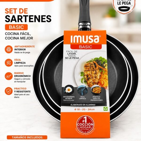 Juego de sartenes Imusa Basic x3 (18, 20 y 24 cm)
