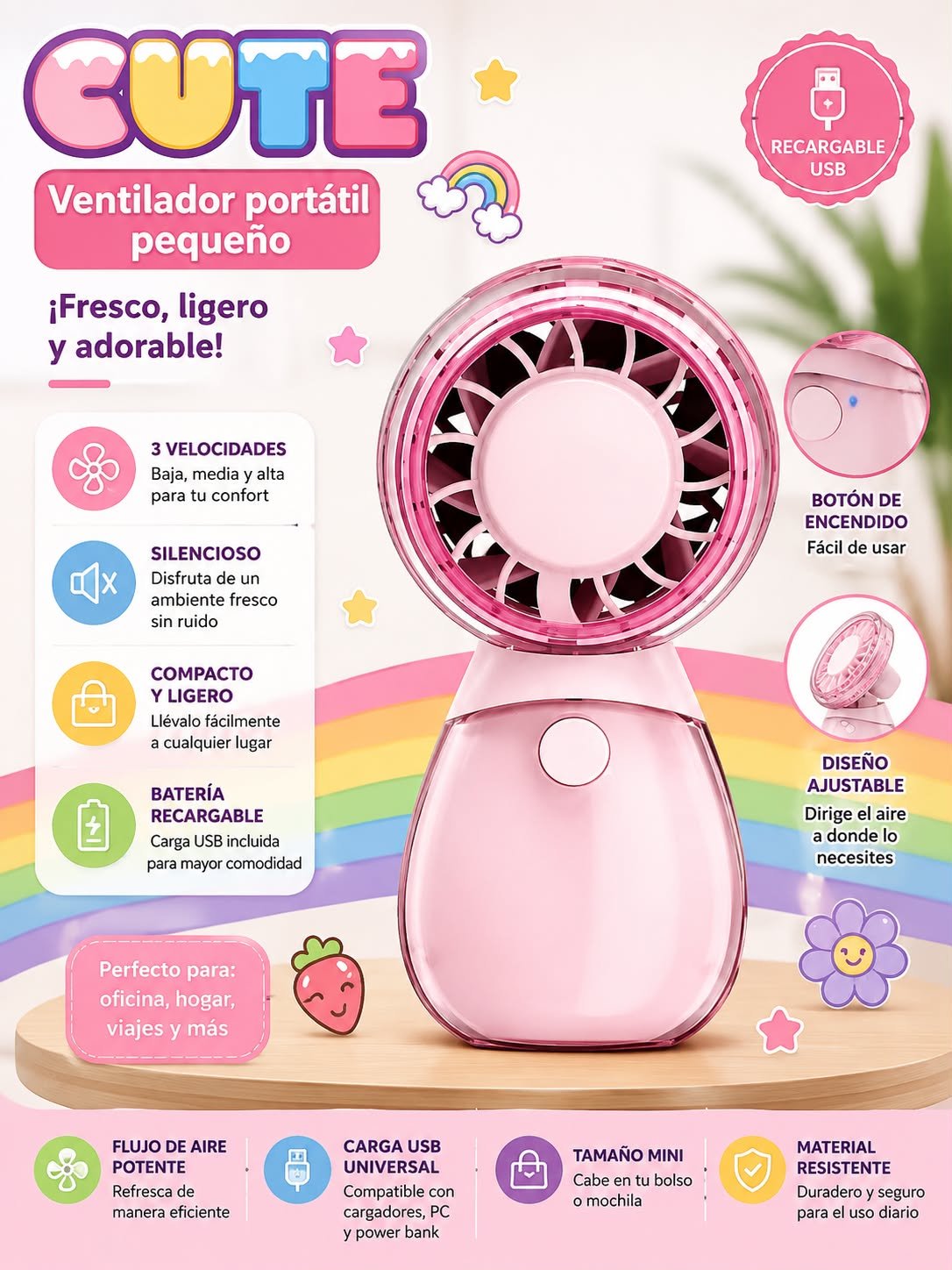 Mini ventilador portátil Cute