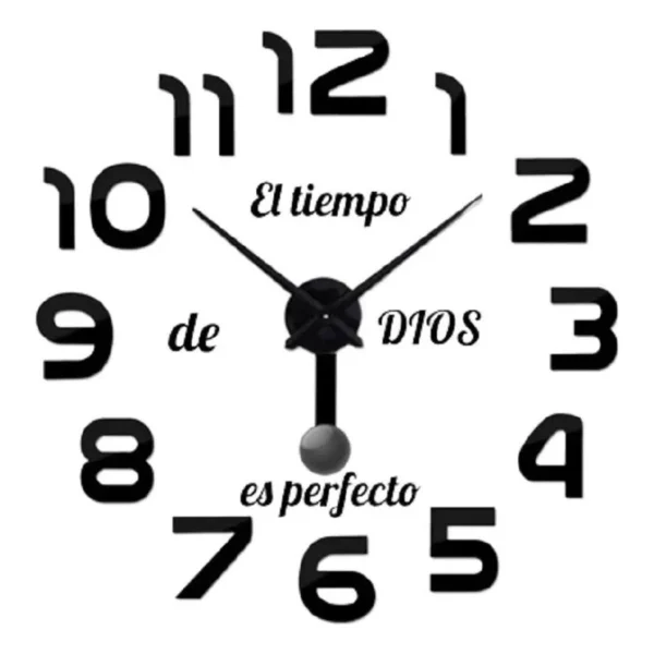 Reloj de pared 3D negro de 60 cm con péndulo