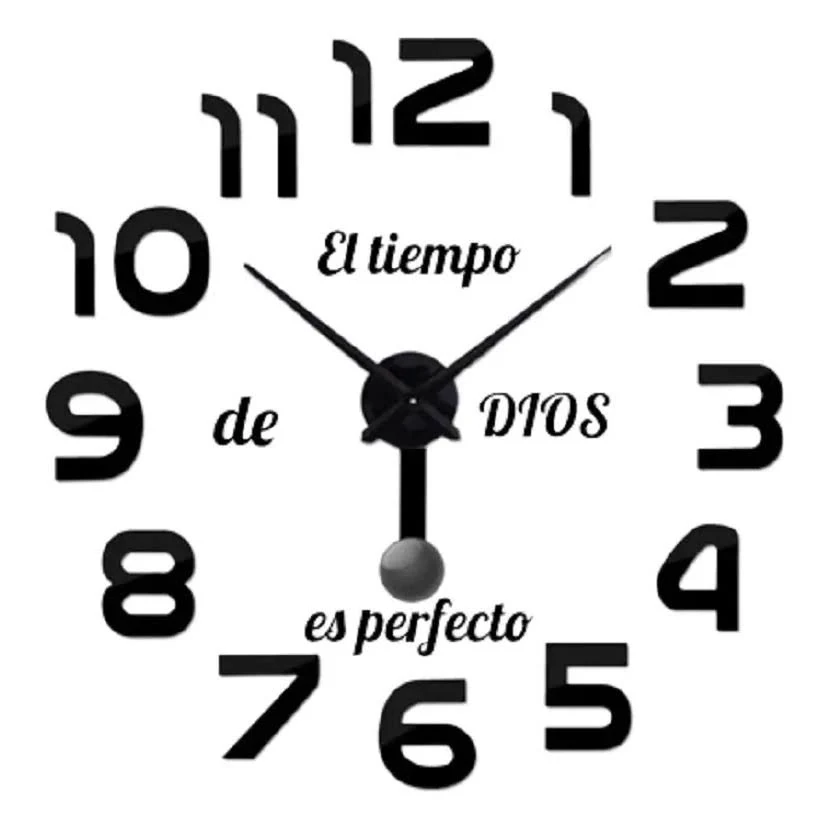 Reloj de pared 3D negro de 60 cm con péndulo