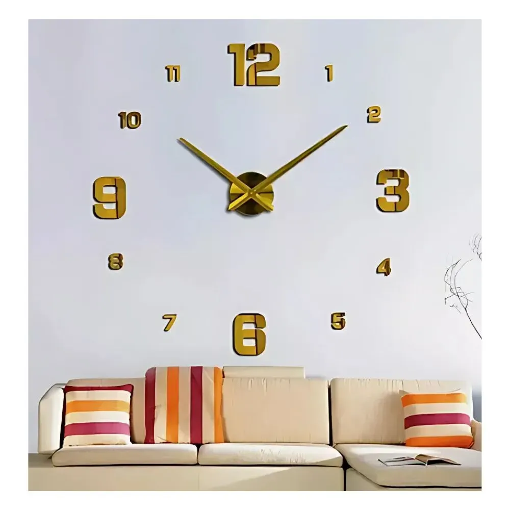 Reloj de pared 3D dorado de 80 cm
