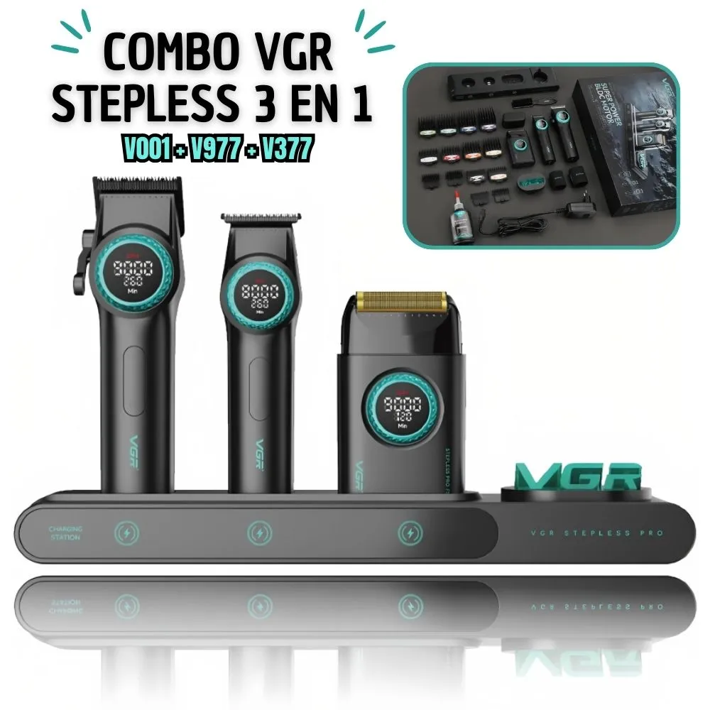 Combo afeitadora VGR Stepless Pro 3 en 1