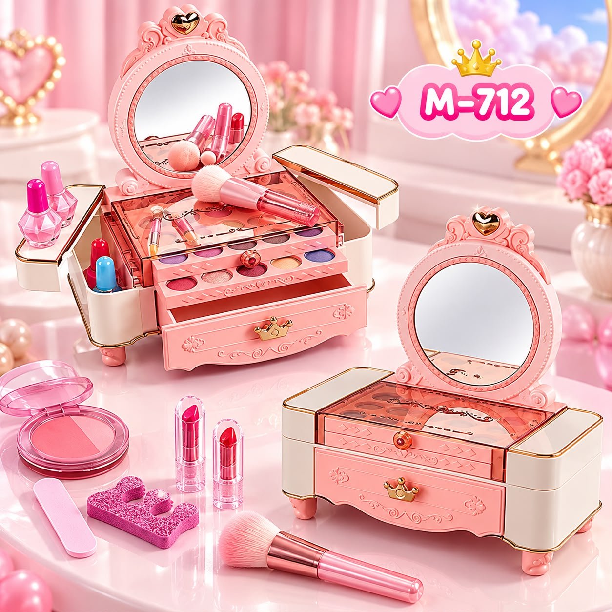 Mini tocador de maquillaje infantil