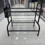 Escurridor de platos de metal reforzado, 2 niveles