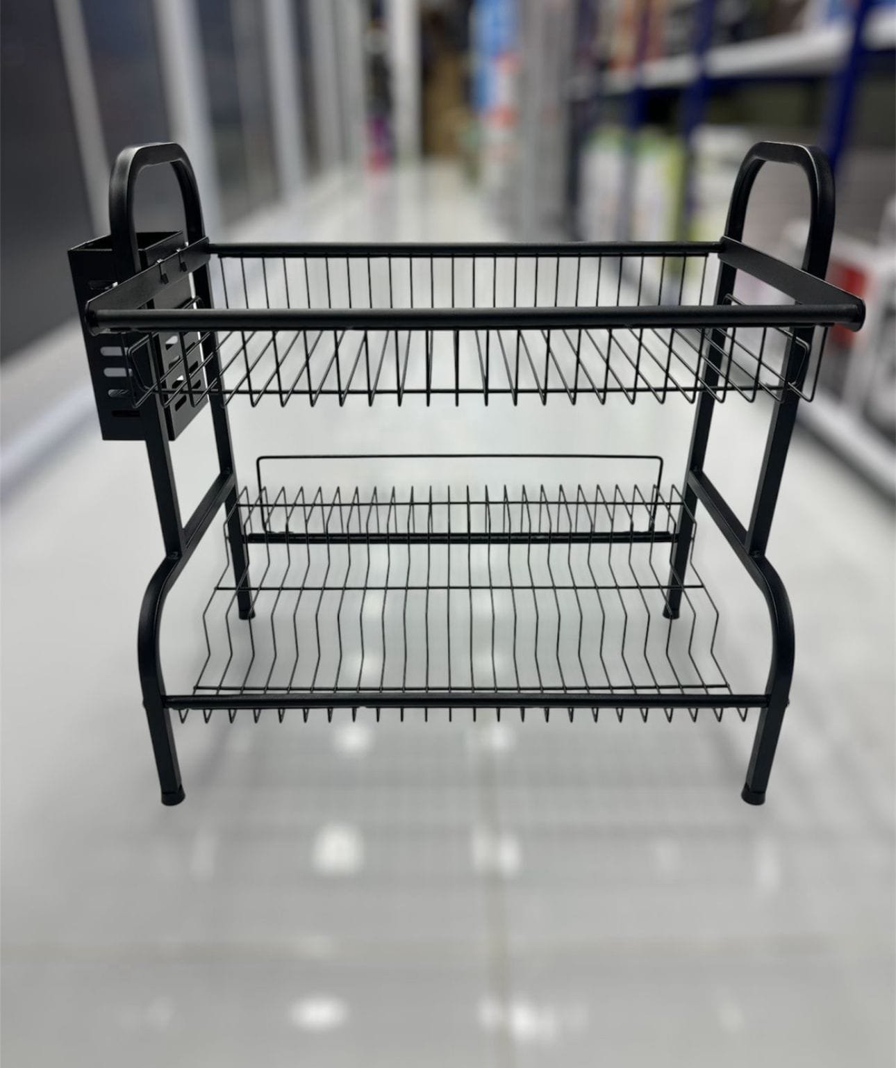 Escurridor de platos de metal reforzado, 2 niveles