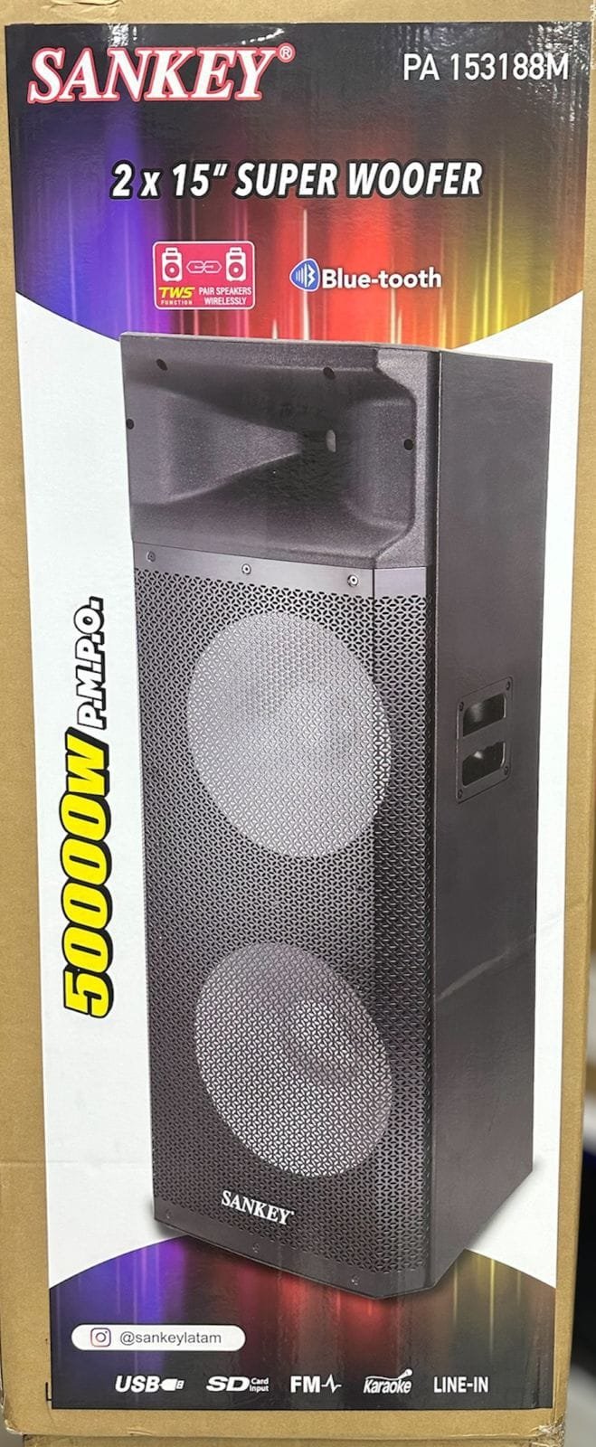 Cabina doble de sonido profesional Sankey 2x15"