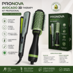Kit Pronova Avocado 3D: plancha ancha y cepillo secador