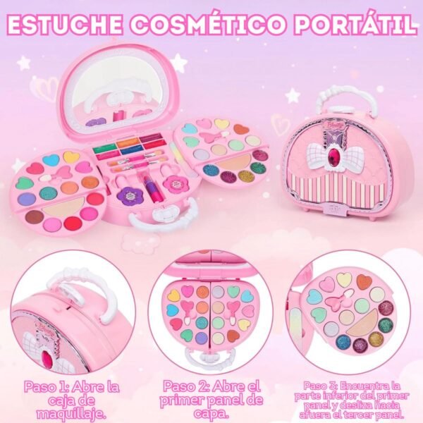 Set de maquillaje infantil en bolso con lazos
