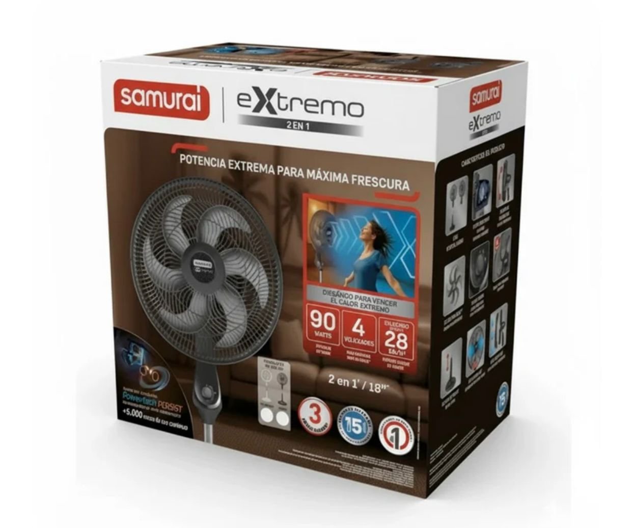 Ventilador Extremo Glass 6 aspas negro