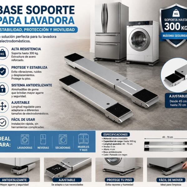 Base soporte ajustable para nevera y lavadora