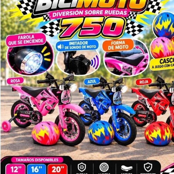 Bicimoto infantil 750 con casco rin 12