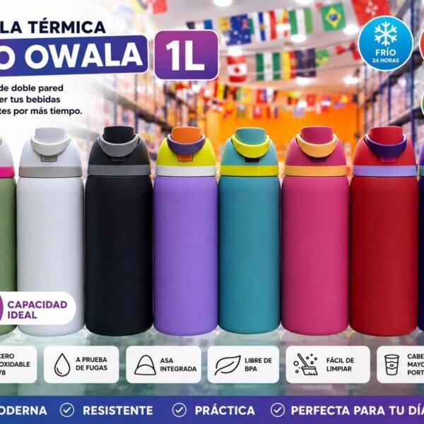 Botella térmica 1 L con pitillo