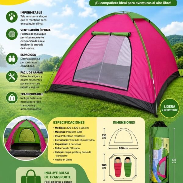 Carpa para camping 2 personas HYU K-110L