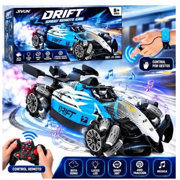 Carro drift a control remoto con humo y control de mano