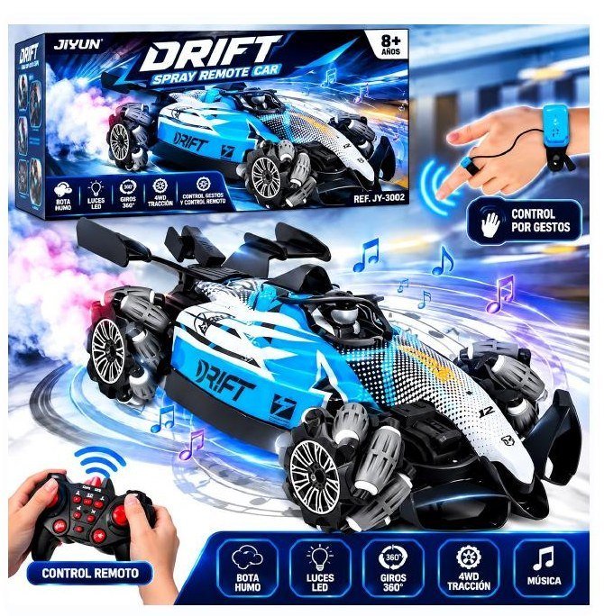 Carro drift a control remoto con humo y control de mano