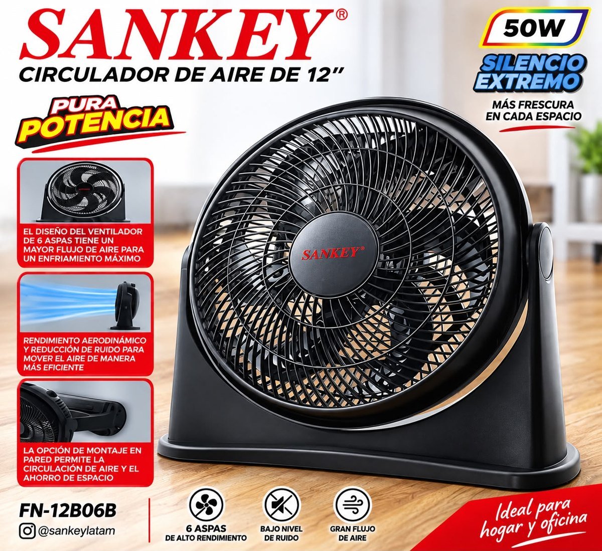 Circulador de aire Sankey 12" 50 W
