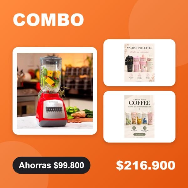Combo Batidos: licuadora Black+Decker + 2 vasos térmicos coffee
