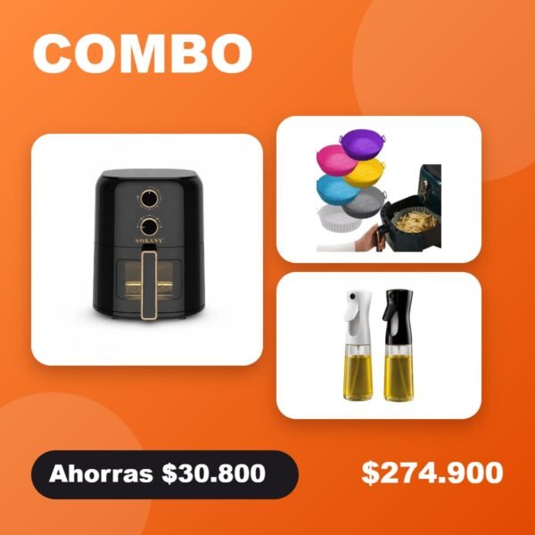 Combo Cocina Saludable: freidora de aire + molde + atomizador