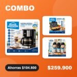 Combo Desayuno: cafetera 12 tazas + sanduchera + termo de bomba 1,9 L