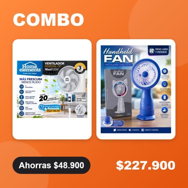Combo Fresquito: ventilador de pedestal 18" + mini ventilador de mano