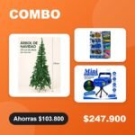 Combo Navidad: árbol 2,10 m + luces LED 24 m + proyector de luces