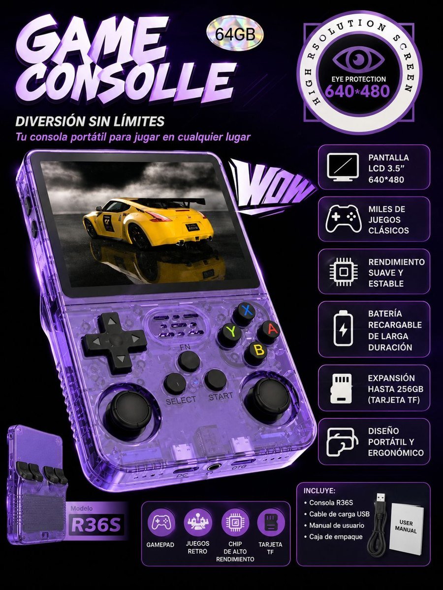 Consola portátil R36S con juegos retro