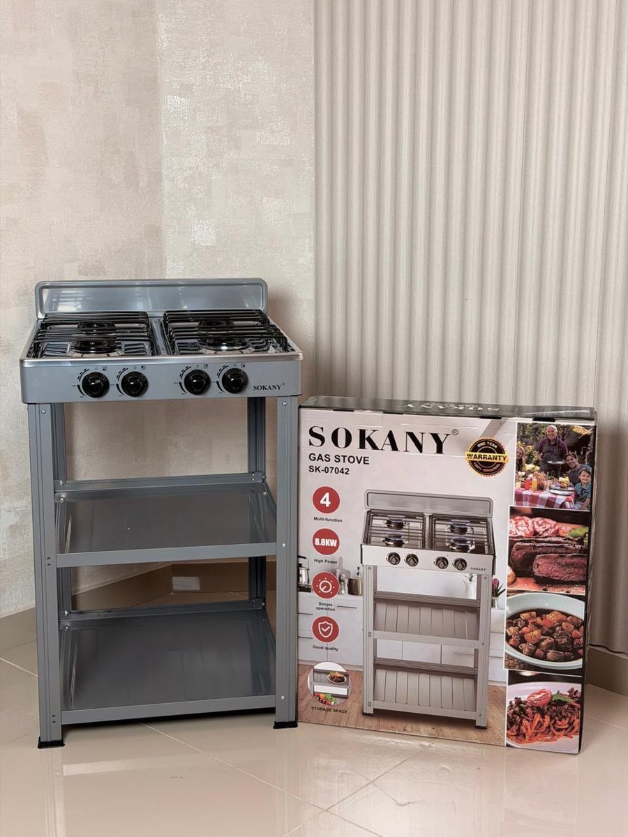 Estufa a gas Sokany 4 puestos con mesa