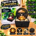 Fuente de agua circular decorativa con piedras