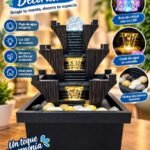 Fuente de agua decorativa con luz LED negra