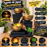 Fuente de agua decorativa en cascada con luz LED