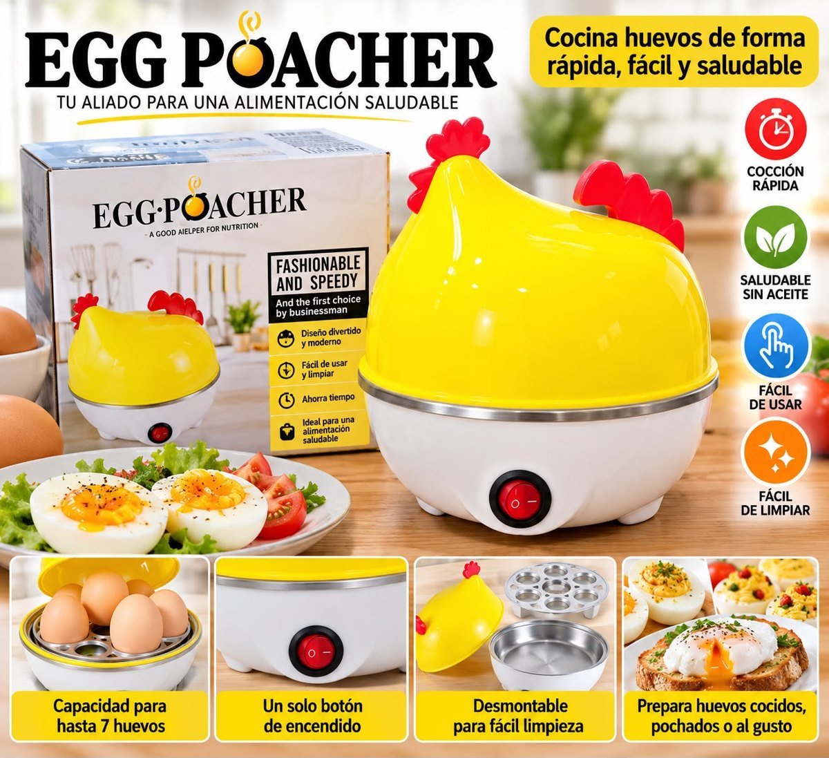 Hervidor de huevos en forma de gallina