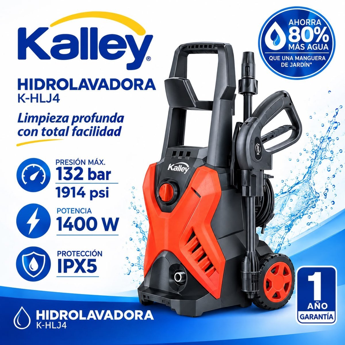 Hidrolavadora Kalley 1400 W 132 bar