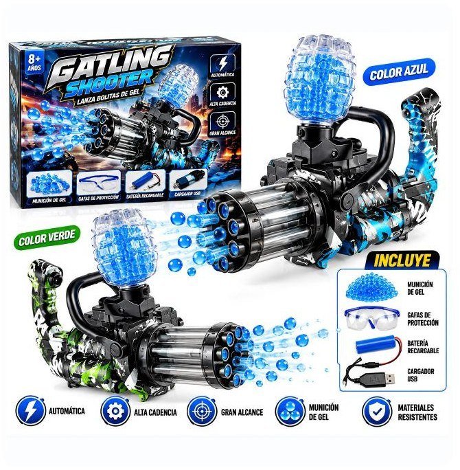 Lanzador de hidrogel tipo cañón Gatling 2 en 1