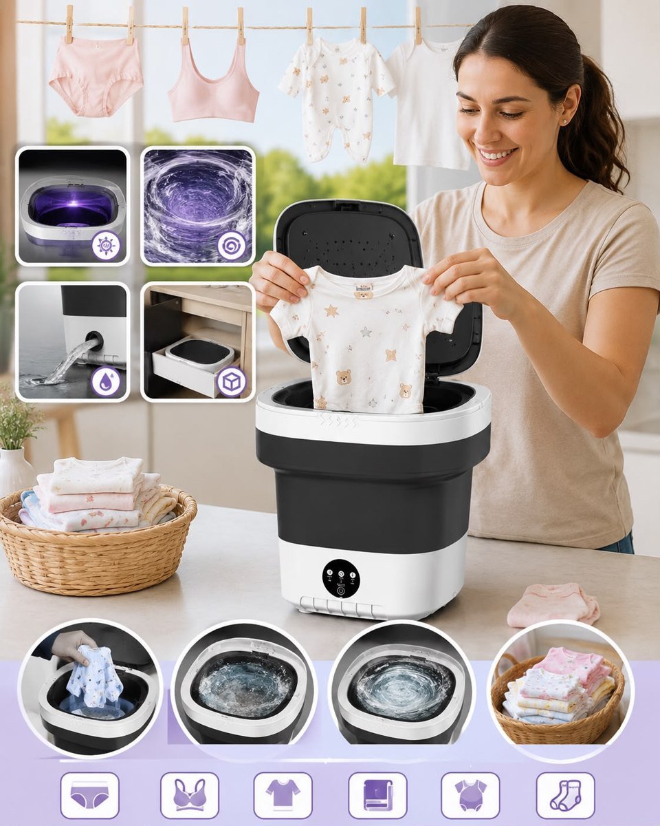 Lavadora portátil plegable