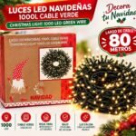 Luces LED navideñas 1000 LED 80 metros cable verde