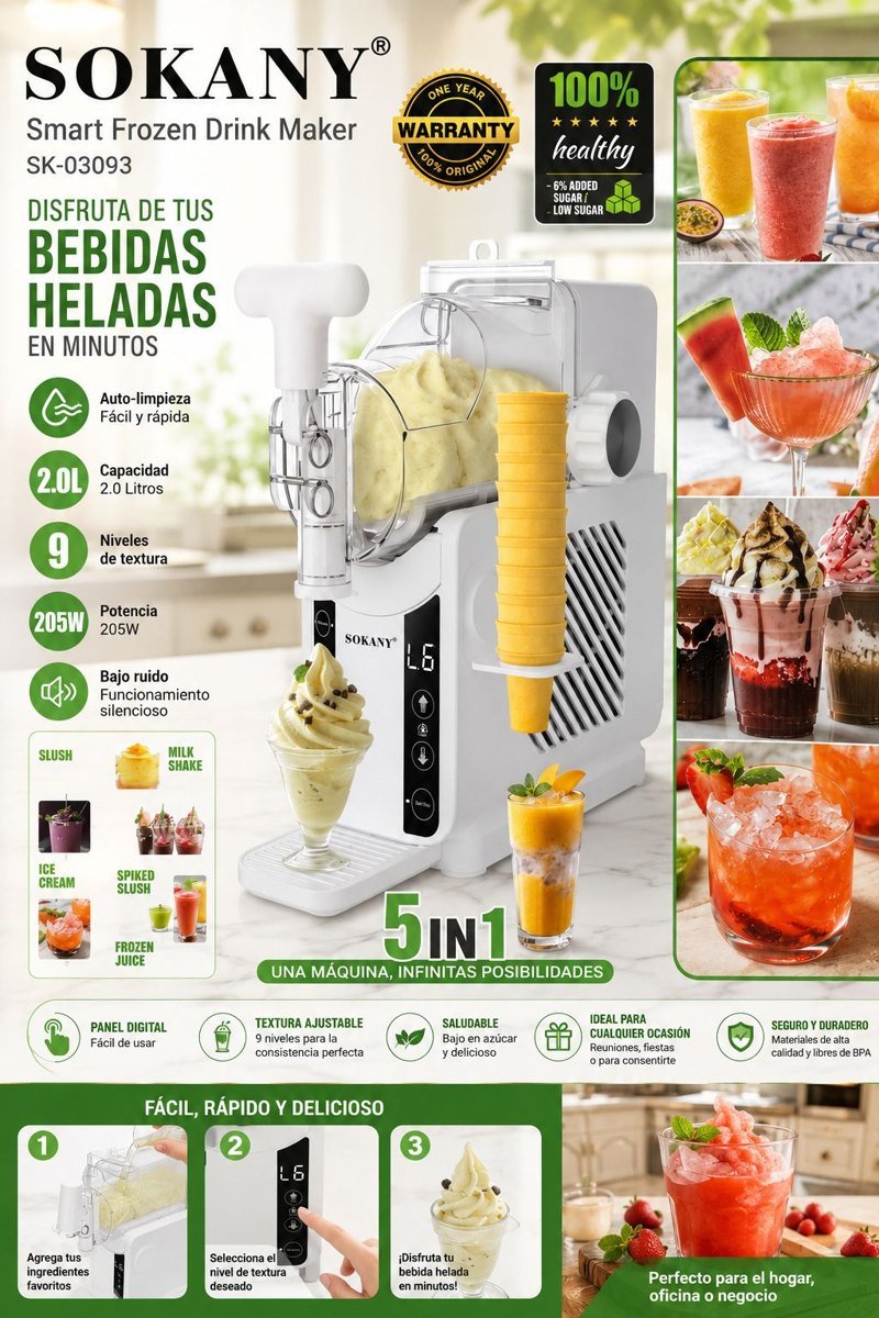 Máquina de bebidas heladas Sokany 5 en 1