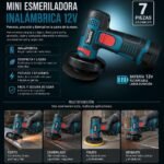 Mini esmeriladora inalámbrica 12 V kit 7 piezas