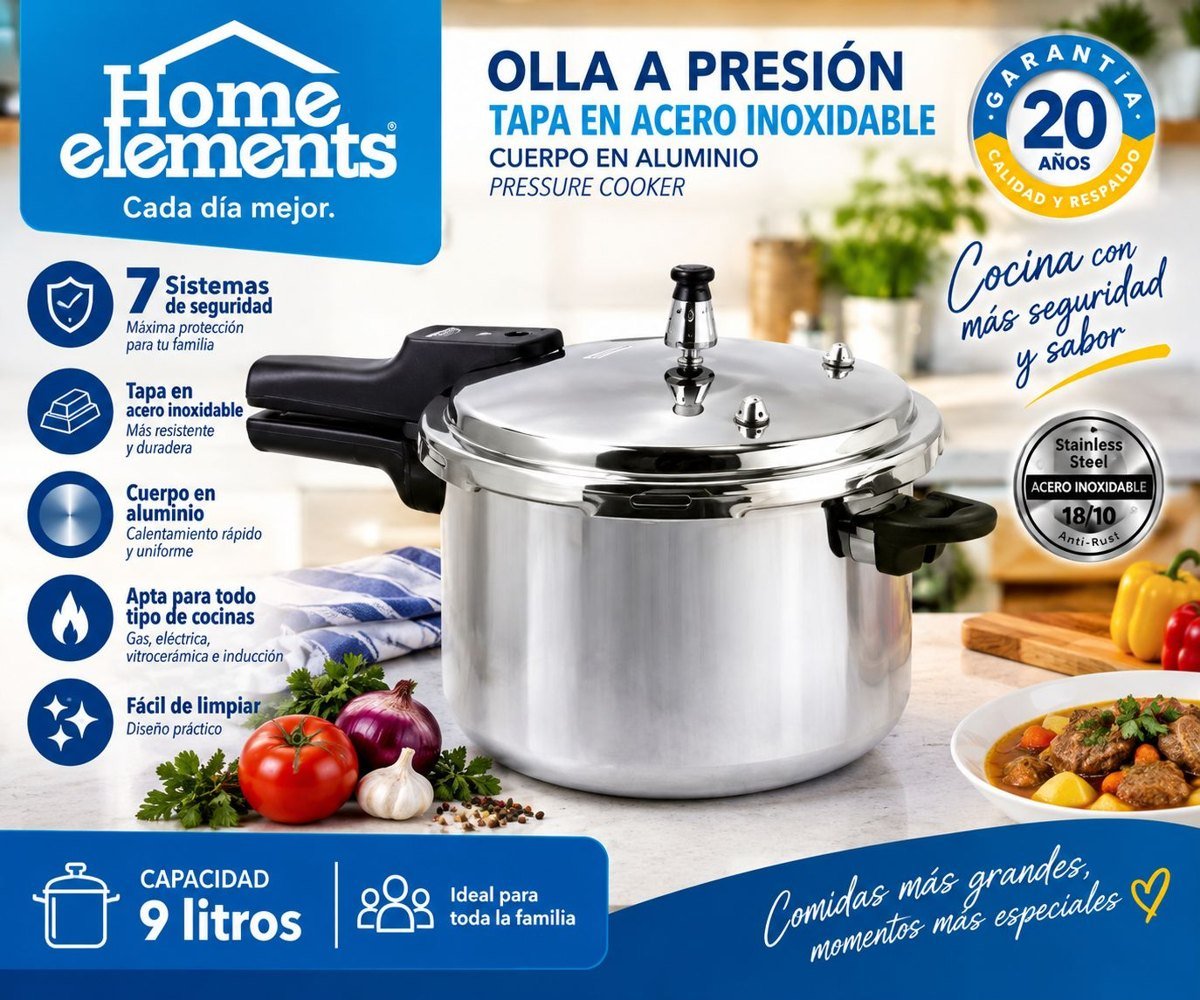 Olla a presión Home Elements 9 L