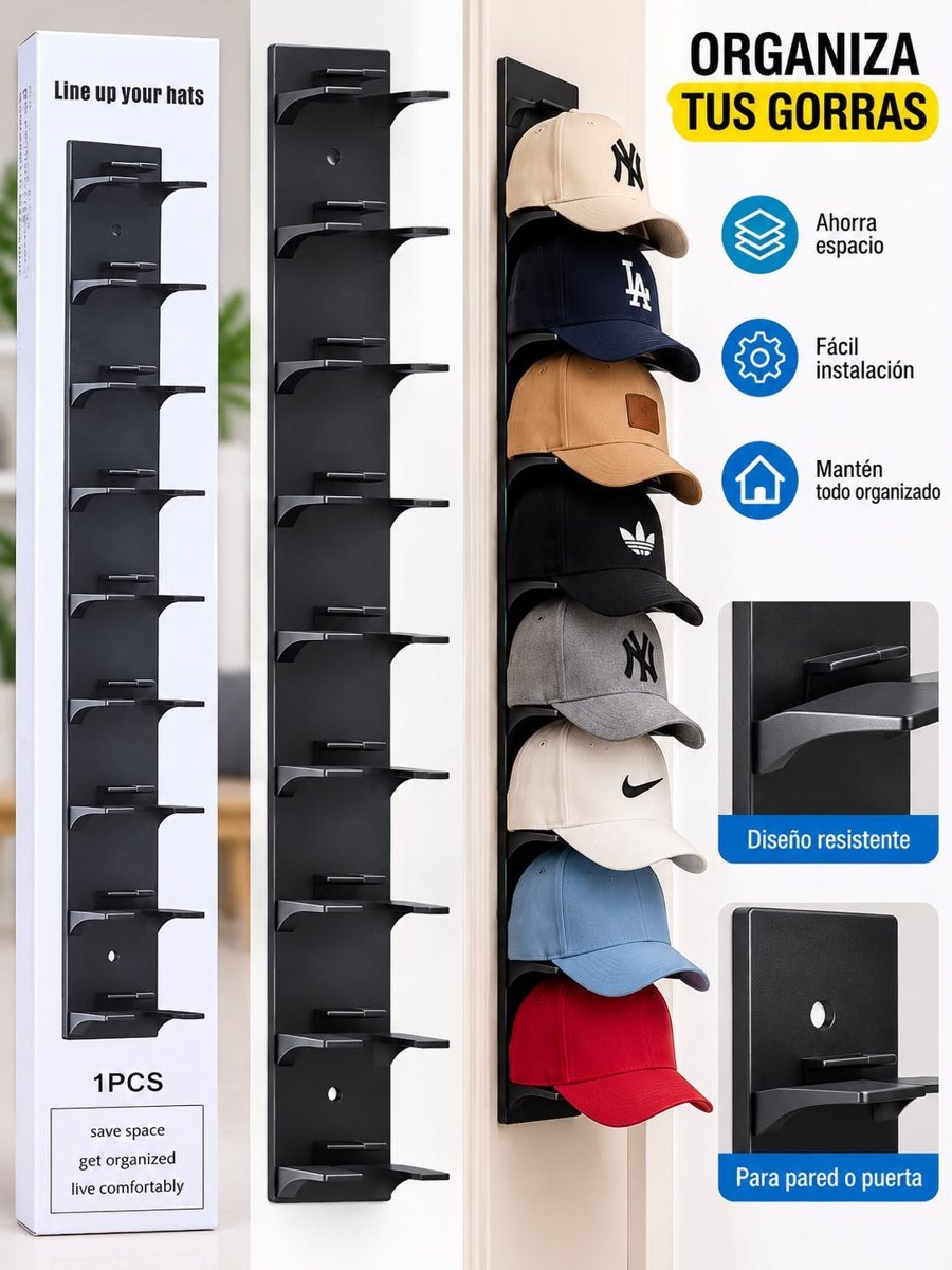 Organizador de gorras de pared x9