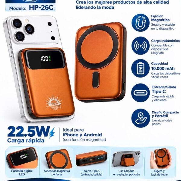Power bank magnético Jimzi 10.000 mAh 22,5 W