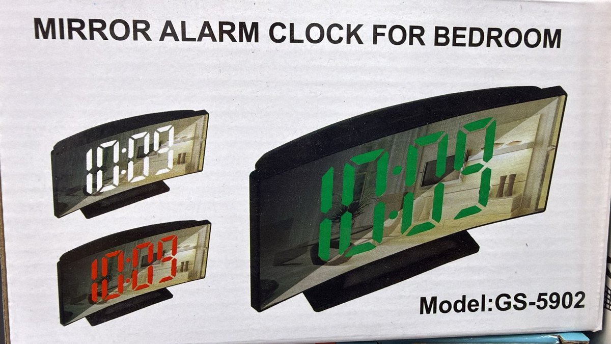 Reloj despertador digital curvo tipo espejo