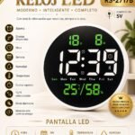 Reloj digital LED de pared con temperatura