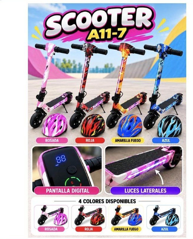 Scooter eléctrico A11-7 con luces y pantalla