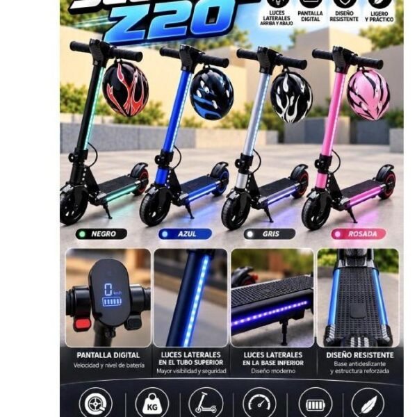Scooter eléctrico Z20 con luces y pantalla