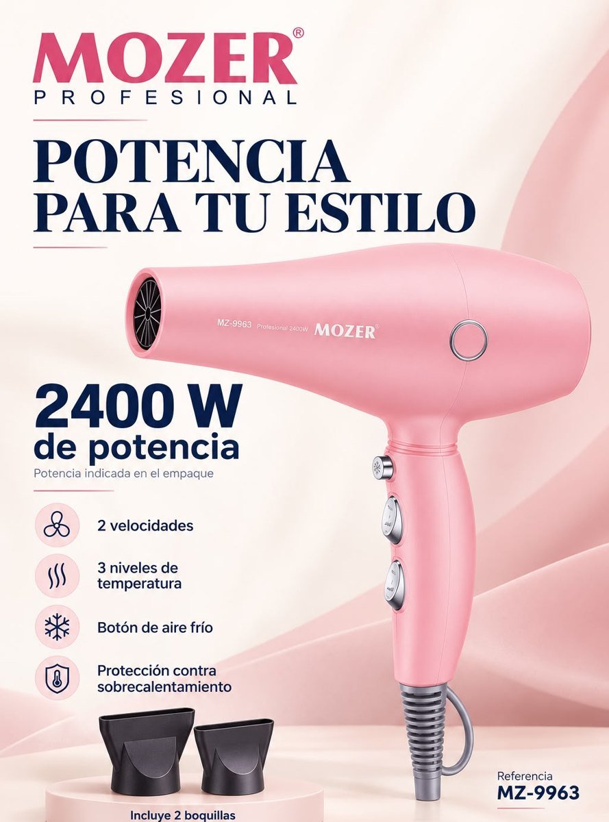 Secador de cabello Mozer MZ-9963 2400 W rosado