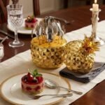 Set de cubiertos dorados con base de piña 24 piezas
